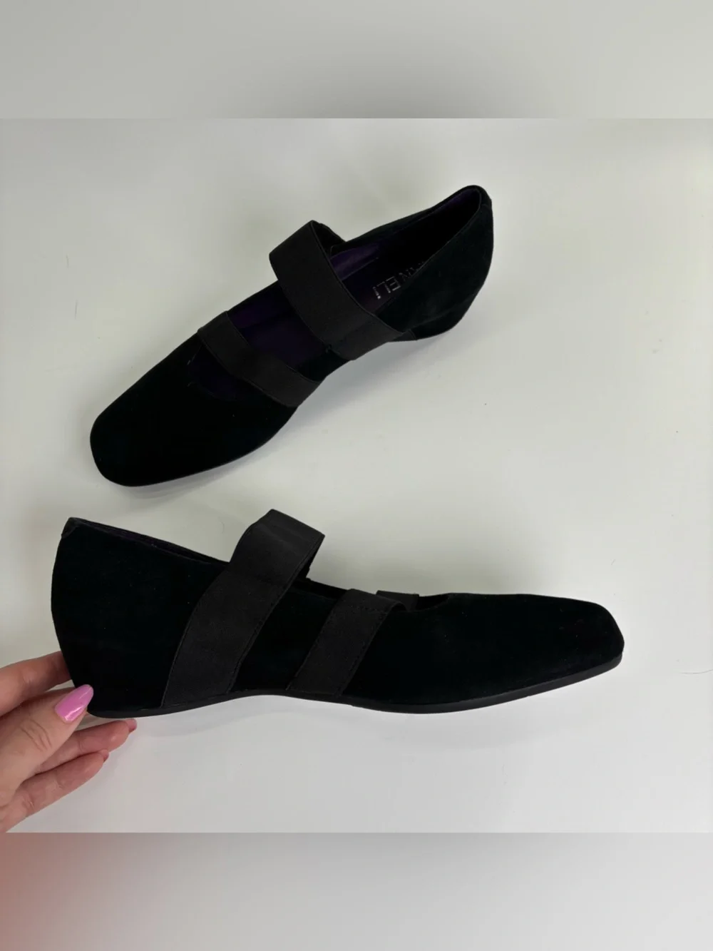 Vaneli Melle black suede wedge Mary Jane’s 8.5 Narrow